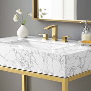 Black stainless steel bathroom vanity in gold white by Modway additional picture 3