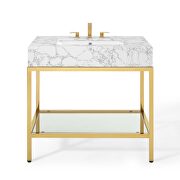 Black stainless steel bathroom vanity in gold white by Modway additional picture 6