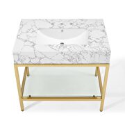 Black stainless steel bathroom vanity in gold white by Modway additional picture 8