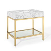 Black stainless steel bathroom vanity in gold white by Modway additional picture 10