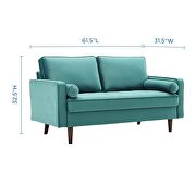 Performance velvet loveseat in teal by Modway additional picture 10