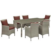 7 piece outdoor patio wicker rattan dining set in light gray/ currant by Modway additional picture 4