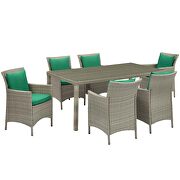 7 piece outdoor patio wicker rattan dining set in light gray/ green by Modway additional picture 4