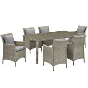 7 piece outdoor patio wicker rattan dining set in light gray/ gray by Modway additional picture 4
