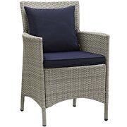 7 piece outdoor patio wicker rattan dining set in light gray/ navy by Modway additional picture 3