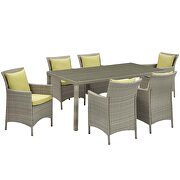 7 piece outdoor patio wicker rattan dining set in light gray/ peridot by Modway additional picture 4