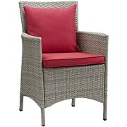 7 piece outdoor patio wicker rattan dining set in light gray/ red by Modway additional picture 3