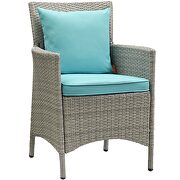 7 piece outdoor patio wicker rattan dining set in light gray/ turquoise by Modway additional picture 3