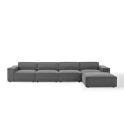 Modular low-profile charcoal fabric 5pcs sectional sofa by Modway additional picture 9