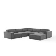 Charcoal fabric 6pcs sectional sofa and ottoman set by Modway additional picture 10