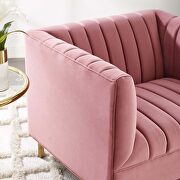 Channel tufted performance velvet armchair in dusty rose additional photo 3 of 6