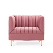 Channel tufted performance velvet armchair in dusty rose additional photo 4 of 6