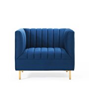 Channel tufted performance velvet armchair in navy additional photo 5 of 7
