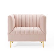Channel tufted performance velvet armchair in pink additional photo 5 of 7