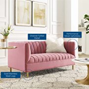 Channel tufted performance velvet loveseat in dusty rose by Modway additional picture 9