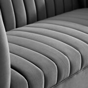 Channel tufted performance velvet loveseat in gray additional photo 2 of 8