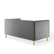 Channel tufted performance velvet loveseat in gray additional photo 3 of 8