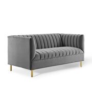 Channel tufted performance velvet loveseat in gray additional photo 4 of 8