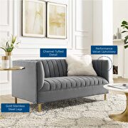 Channel tufted performance velvet loveseat in gray by Modway additional picture 9