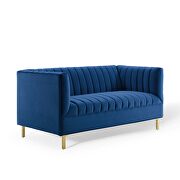 Channel tufted performance velvet loveseat in navy by Modway additional picture 4