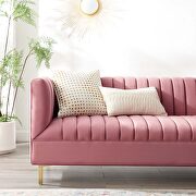 Channel tufted performance velvet sofa in dusty rose additional photo 2 of 8