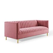Channel tufted performance velvet sofa in dusty rose additional photo 4 of 8
