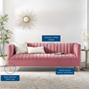 Channel tufted performance velvet sofa in dusty rose by Modway additional picture 9