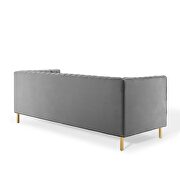 Channel tufted performance velvet sofa in gray additional photo 3 of 8