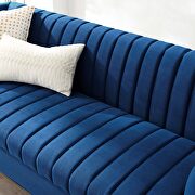 Channel tufted performance velvet sofa in navy additional photo 2 of 8