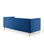 Channel tufted performance velvet sofa in navy additional photo 3 of 8