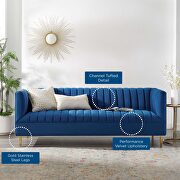 Channel tufted performance velvet sofa in navy by Modway additional picture 9