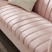 Channel tufted performance velvet sofa in pink additional photo 2 of 8