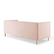 Channel tufted performance velvet sofa in pink additional photo 3 of 8