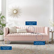 Channel tufted performance velvet sofa in pink by Modway additional picture 9