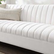 Channel tufted performance velvet sofa in white additional photo 2 of 8