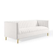 Channel tufted performance velvet sofa in white additional photo 5 of 8