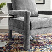 Crushed performance velvet armchair in gray additional photo 2 of 8