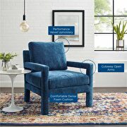 Crushed performance velvet armchair in navy additional photo 3 of 8