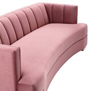 Channel tufted performance velvet curved sofa in dusty rose additional photo 2 of 7