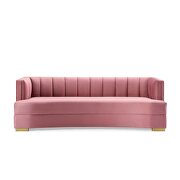 Channel tufted performance velvet curved sofa in dusty rose additional photo 5 of 7