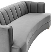 Channel tufted performance velvet curved sofa in gray additional photo 2 of 7