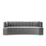 Channel tufted performance velvet curved sofa in gray additional photo 4 of 7