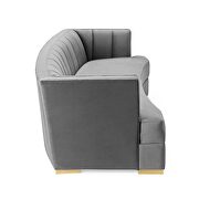 Channel tufted performance velvet curved sofa in gray additional photo 5 of 7