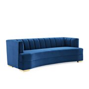 Channel tufted performance velvet curved sofa in navy by Modway additional picture 6