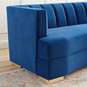 Channel tufted performance velvet curved sofa in navy by Modway additional picture 7