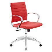 Faux leather back mid back office chair in red by Modway additional picture 5