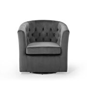 Tufted performance velvet swivel armchair in charcoal additional photo 5 of 8