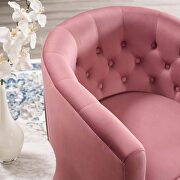 Tufted performance velvet swivel armchair in dusty rose additional photo 3 of 8