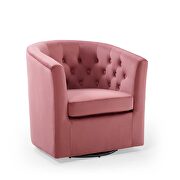 Tufted performance velvet swivel armchair in dusty rose additional photo 5 of 8