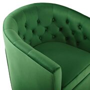 Tufted performance velvet swivel armchair in emerald additional photo 4 of 8